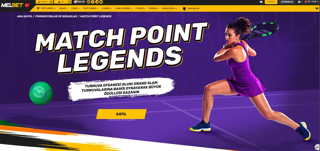 Melbet Match Point Legends kampanyası: Grand Slam turnuvalarında ödüller